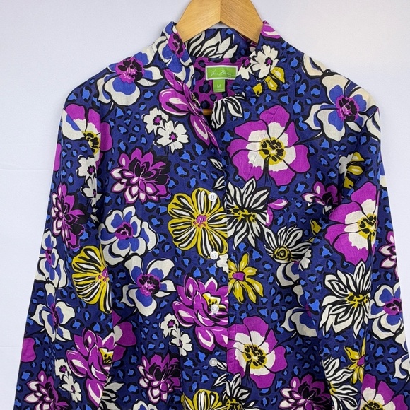 Vera Bradley Women LongSleeve Button Shirt Sz M Cotton Lightweight Summer Spring - Picture 2 of 10